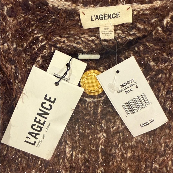 L'Agence Una Chocolate Brown Cardigan. NWT - Picture 8 of 8